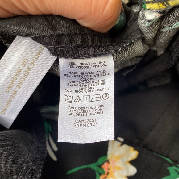 🌼 LOFT BLACK FLORAL LINEN BLEND WIDE LEG PANTS! - Picture 9 of 12